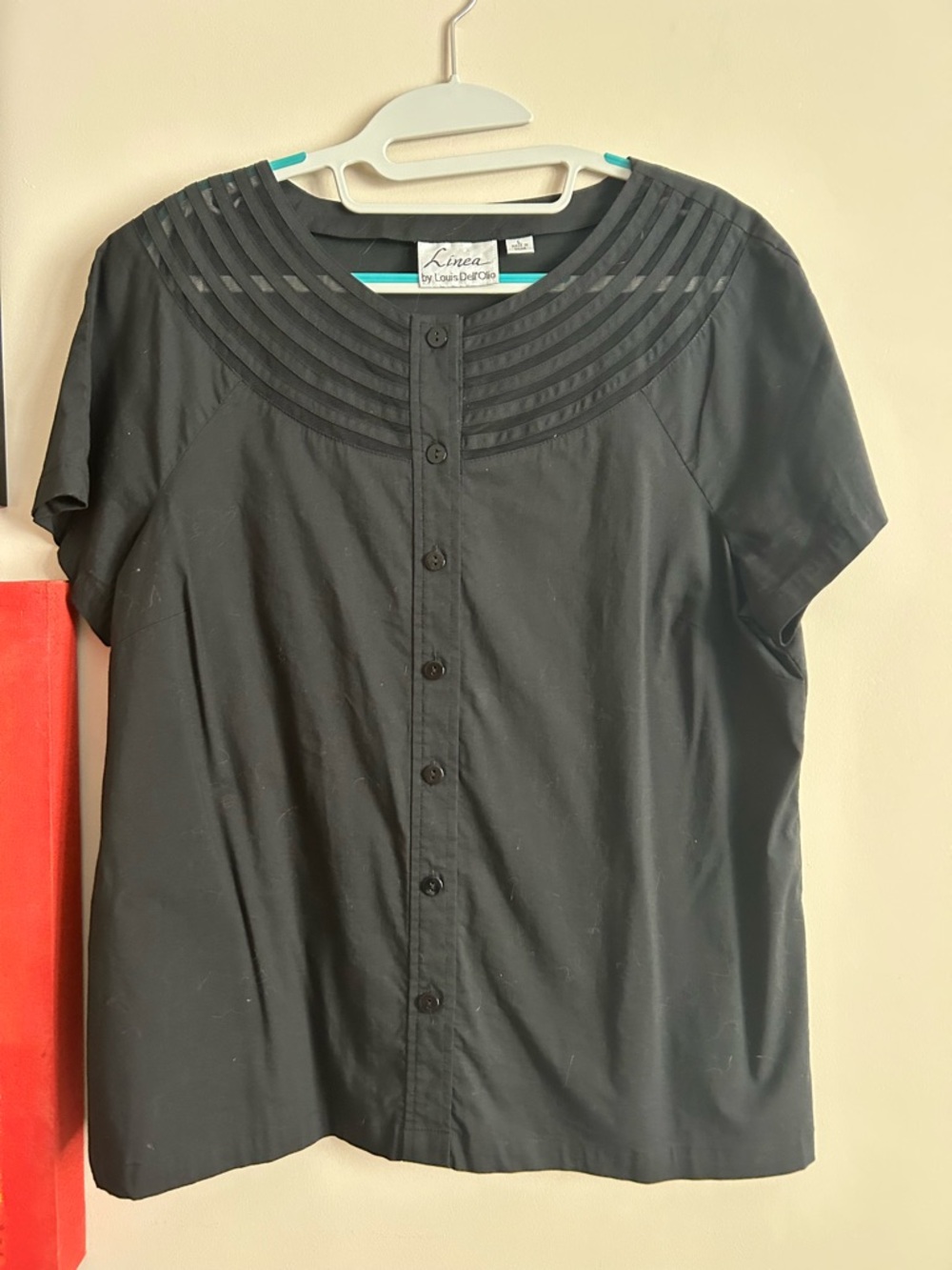 Linea by Louis Dell'Olio Black Button-Front Top